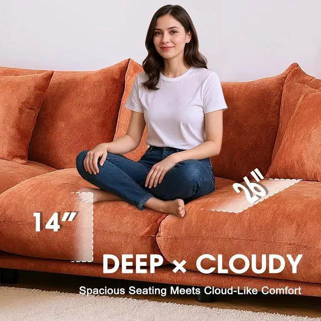 Alt view image 5 of 7 - Chenille Modular Sectional Sofa, Minimalist Cloud Couch with Plush Cushion | Flexible Configurations, Cloud-Like Comfort, Deep Seating, Pet-Friendly Upholstery, Durable Frame Support, Easy Assembly