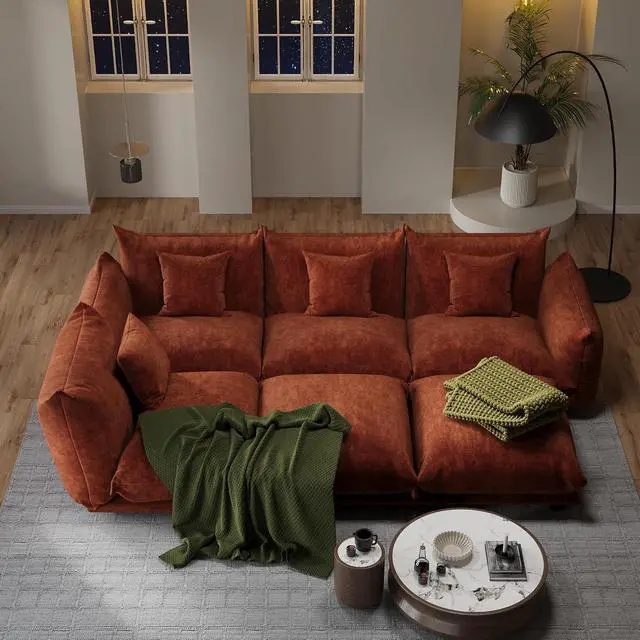 Alt view image 4 of 7 - Chenille Modular Sectional Sofa, Minimalist Cloud Couch with Plush Cushion | Flexible Configurations, Cloud-Like Comfort, Deep Seating, Pet-Friendly Upholstery, Durable Frame Support, Easy Assembly