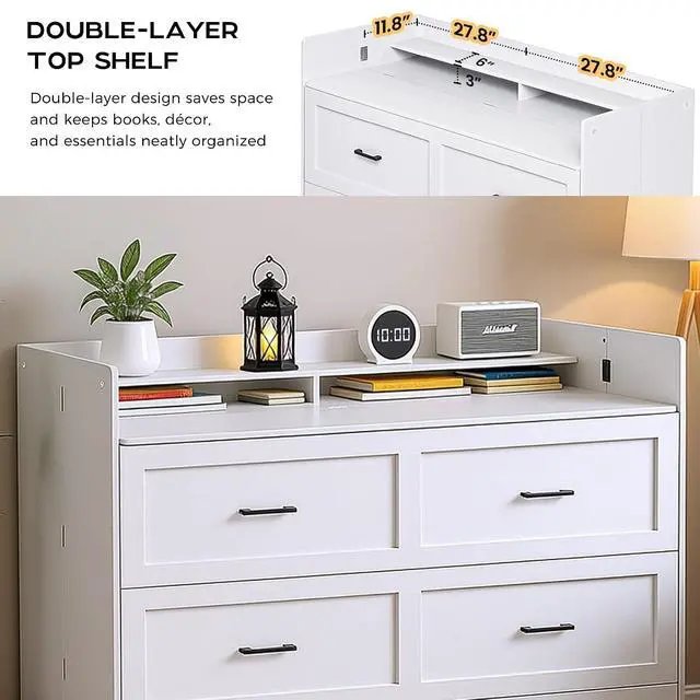 Alt view image 7 of 7 - Murphy Bed with Motion Sensor Lights, Full Size Murphy Cabinet Bed Hideaway Bed with Storage & Charging Station for Bedroom/Guest Room/Office, Foldable Platform Bed Frame, White