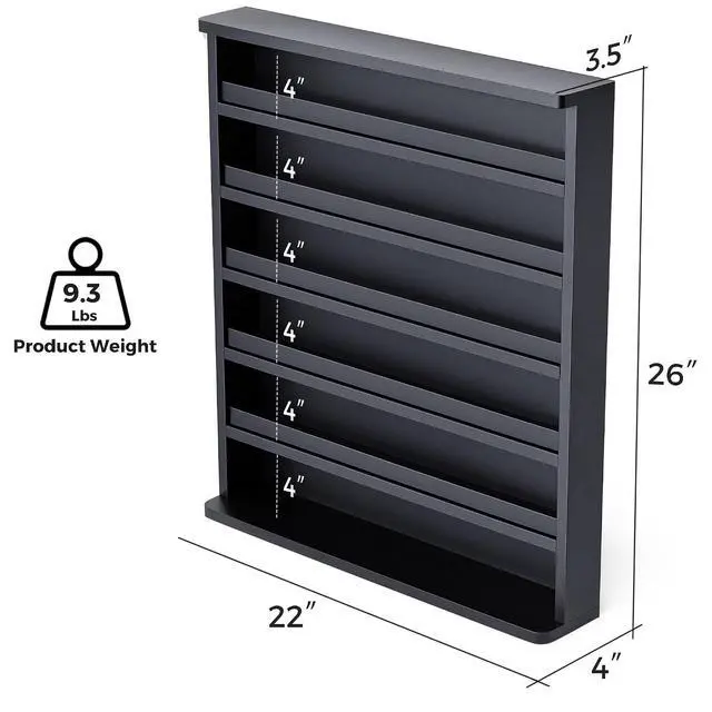 Alt view image 3 of 7 - Wood Nail Polish Organizer, Wall Mount Polish Rack w/Acrylic Baffles, 6 Layers Nail Salon Storage Display Shelf, Holds 120+Bottles Perfume Essential Oil, Black