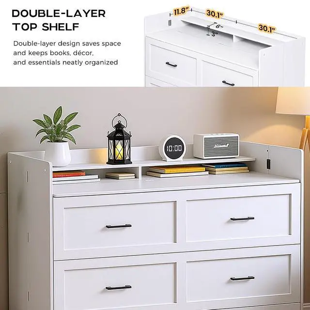 Alt view image 6 of 7 - Murphy Bed with Storage & Charging Station, Queen Size Murphy Cabinet Bed Hideaway Bed with Motion Sensor Lights for Bedroom/Guest Room/Office, Foldable Platform Bed Frame, White