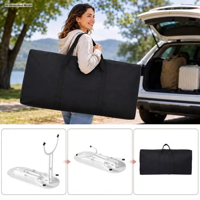 Alt view image 7 of 7 - Foldable Nail Tech Desk, Portable Manicure Table for Home & Travel, White | Portable Rolling Manicure Desk w/ Drawer, Mobile Foldable Nail Table, Wrist Cushion, Lockable Wheels, 4 Hooks, Carrying Case
