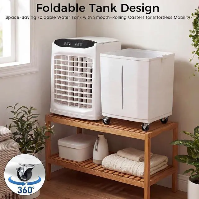 Alt view image 6 of 7 - 18Gal Swamp Cooler, 3300CFM Evaporative Cooler with Detachable Foldable Water Tank,120°Oscillation,12H Timer,3 Speeds,Portable Air Conditioner for Room,Indoor,Outdoor (white, 18 GAL)