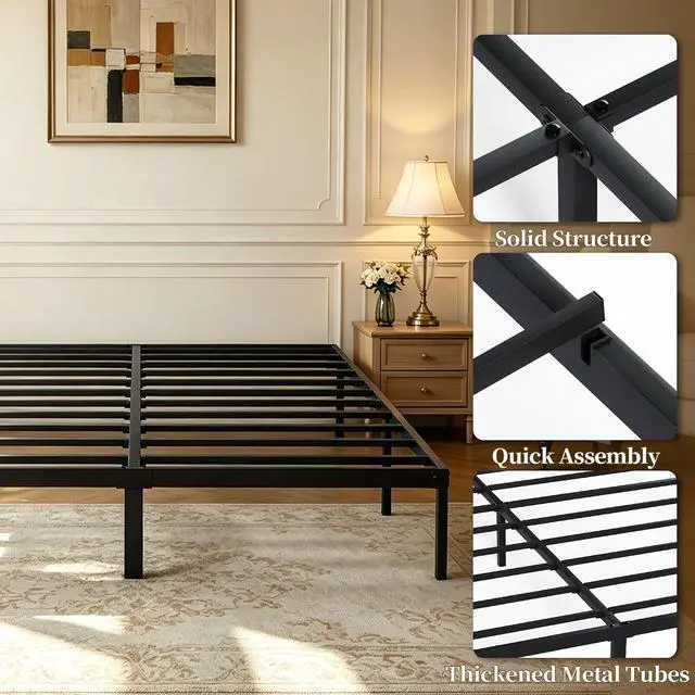 Alt view image 3 of 7 - Full Cloud Bed Frame with Headboard, Soft Boucle Bed Frame (Gray) | Upholstered Low Platform Bed, Anti-Collision Foam Cushion, Washable Cover, Modern Bedroom & Apartment, No Box Spring Needed
