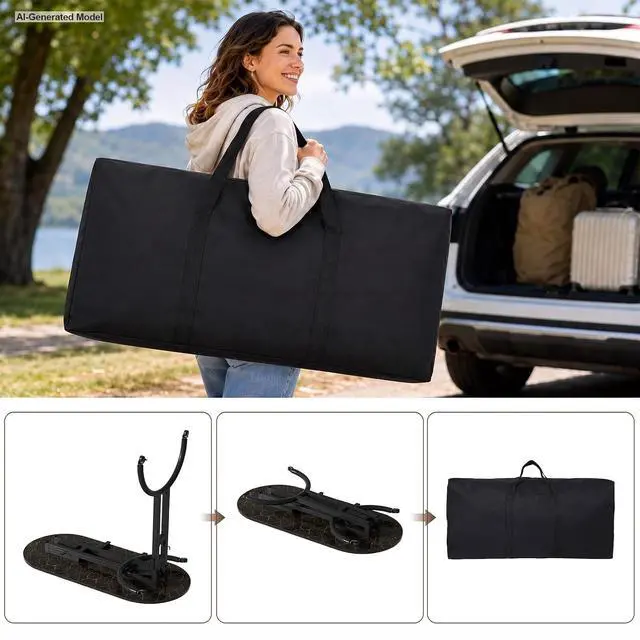 Alt view image 7 of 7 - Foldable Nail Tech Desk, Portable Manicure Table for Home & Travel, Black | Portable Rolling Manicure Desk w/ Drawer, Mobile Foldable Nail Table, Wrist Cushion, Lockable Wheels, 4 Hooks, Carrying Case