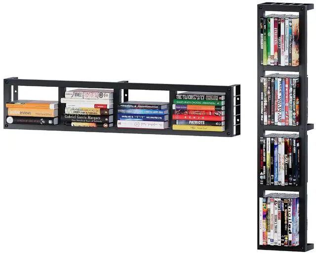 Alt view image 6 of 7 - Wall-Mounted CD Storage Shelf with DIY LED Strip, Floating Media Storage Rack with Hooks, Cube Organizer for Video Games Set of 3