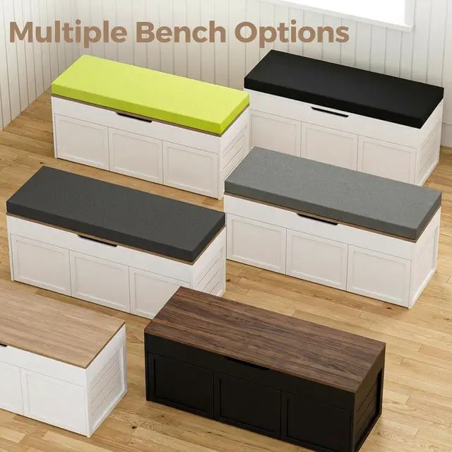 Alt view image 6 of 7 - L-Shaped Corner Storage Bench with Cushion, Backless Wood Bench with Hidden Storage, for Dining Nook, Kitchen, Entryway, Cloakroom (Natural Wood (No Cushion))