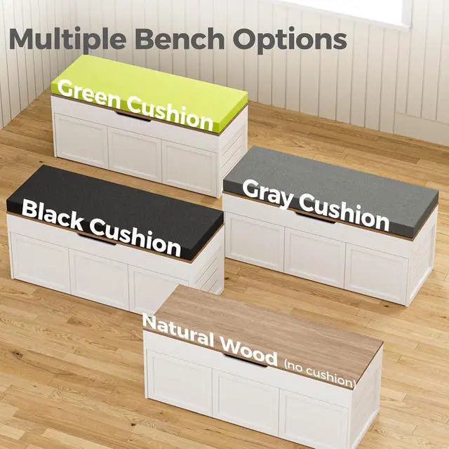 Alt view image 5 of 7 - L-Shaped Corner Storage Bench with Cushion, Backless Wood Bench with Hidden Storage, for Dining Nook, Kitchen, Entryway, Cloakroom (Bench+Black Cushion)