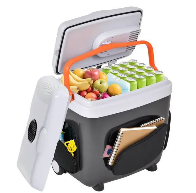 Main image of 32Quart (30L) Electric Car Cooler & Warmer with Wheels & Handle | 12 Volt DC & 110V AC Thermoelectric Car Refrigerator, Portable Plug in Cooler for Car, Camping, Travel, Truck, Picnic