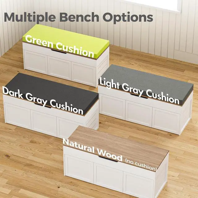 Alt view image 5 of 7 - L-Shaped Corner Storage Bench with Cushion, Backless Wood Bench with Hidden Storage, for Dining Nook, Kitchen, Entryway, Cloakroom (Bench+Dark Gray Cushion)