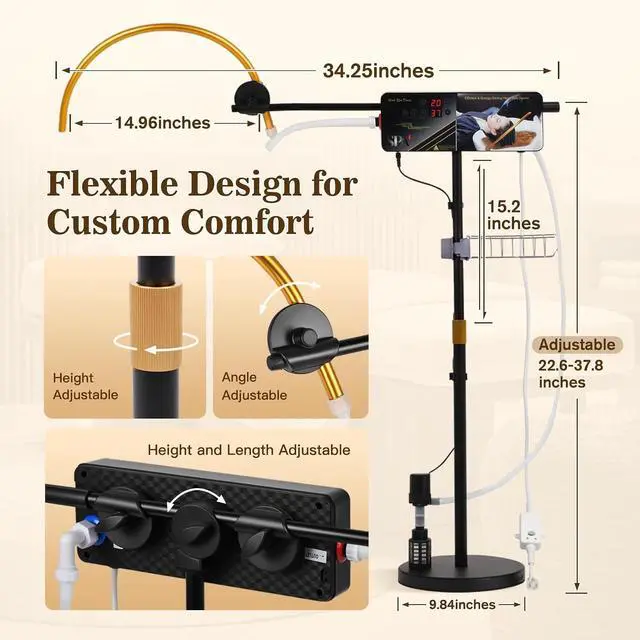 Alt view image 2 of 7 - Head Spa Equipment, Freestanding Water Circulation Frame w/Pump & Controller, Japanese Waterfall Head Spa Scalp Massage for Salon & Home Use, Height & Angle Adjustable, Fits Shampoo Bowls Under 43" H
