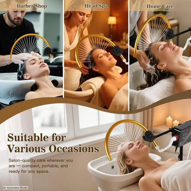 Alt view image 7 of 7 - Head Spa Equipment, Freestanding Water Circulation Frame w/Pump & Controller, Japanese Waterfall Head Spa Scalp Massage for Salon & Home Use, Height & Angle Adjustable, Fits Shampoo Bowls Under 43" H