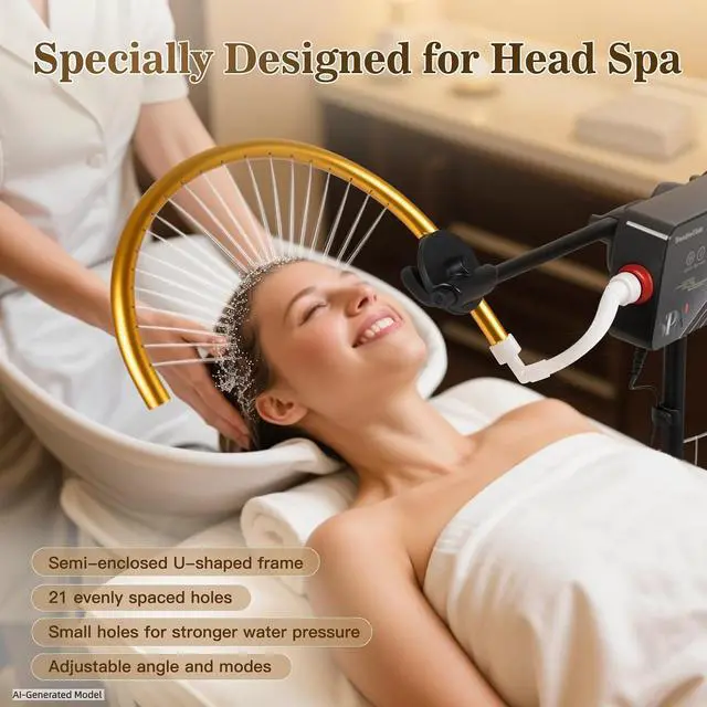 Alt view image 5 of 7 - Head Spa Equipment, Freestanding Water Circulation Frame w/Pump & Controller, Japanese Waterfall Head Spa Scalp Massage for Salon & Home Use, Height & Angle Adjustable, Fits Shampoo Bowls Under 43" H
