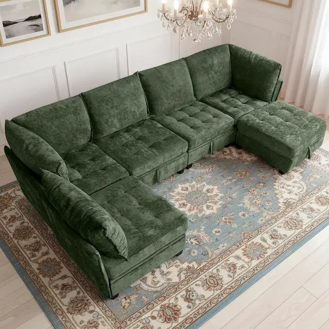Alt view image 5 of 7 - Oversized Modular Sectional Sofa with Storage, Chenille Convertible Couch | Storage Under Every Seat, Soft Chenille Fabric, Modular Design, Convertible Layout, Extra Deep Seats