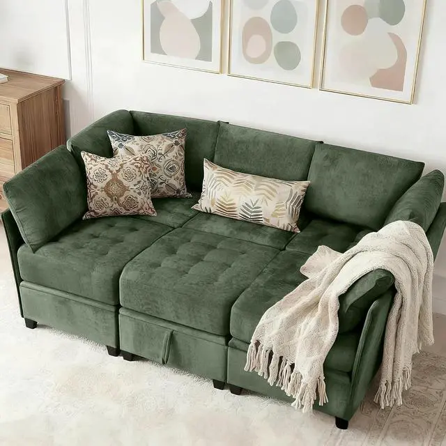 Alt view image 4 of 7 - Oversized Modular Sectional Sofa with Storage, Chenille Convertible Couch | Storage Under Every Seat, Soft Chenille Fabric, Modular Design, Convertible Layout, Extra Deep Seats