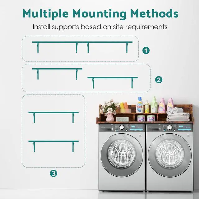 Alt view image 6 of 7 - Washer Dryer Countertop, Laundry Countertop Over Washer And Dryer, Washer And Dryer Covers For The Top For Laundry Room Organization, Washer And Dryer Countertop Shelves (Oka Brown, 53.9*27.5*12)