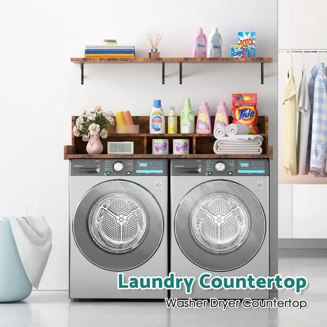 Alt view image 7 of 7 - Washer Dryer Countertop, Laundry Countertop Over Washer And Dryer, Washer And Dryer Covers For The Top For Laundry Room Organization, Washer And Dryer Countertop Shelves (Oka Brown, 53.9*27.5*12)