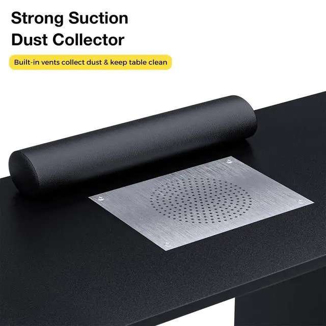 Alt view image 4 of 7 - Manicure Table Nail Desk with Dust Collector & Storage (Black) | Drawers, Cabinets, Shelves, Wrist Rest & 4 Dust Bags Included, Professional Nail Station for Beauty, Salon & Home