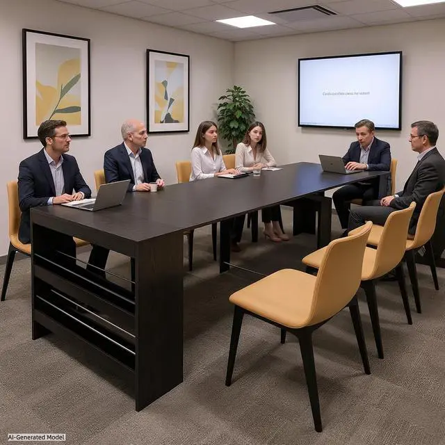 Alt view image 4 of 7 - 19.6"-118.1" Modern Extendable Dining Table with Built-in Outlet | Expandable Dining Space for 2-12 People, Space-Saving Design, for Parties, Weddings & Meetings