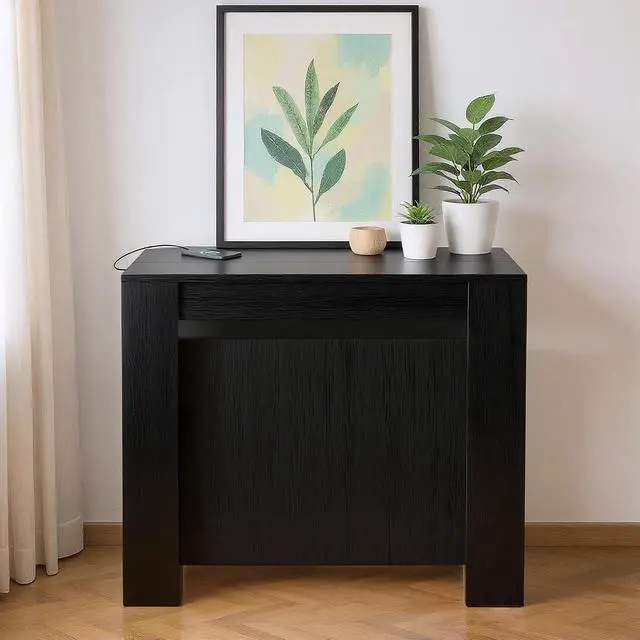 Alt view image 7 of 7 - 19.6"-118.1" Modern Extendable Dining Table with Built-in Outlet | Expandable Dining Space for 2-12 People, Space-Saving Design, for Parties, Weddings & Meetings