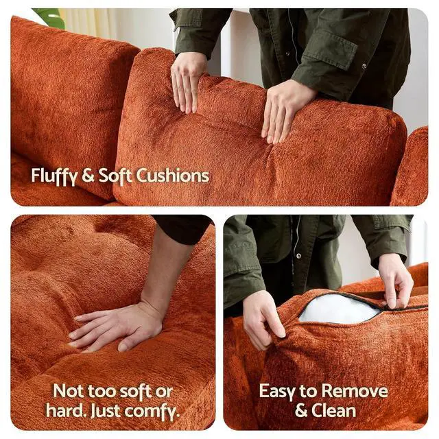Alt view image 7 of 7 - Modular Sectional Sofa, Chenille Cloud Couch with Storage Ottoman | Sturdy Wood Frame, Reinforced Coil Springs, Deep Seat, Thick Cushions, Flexible Configurations, Removable Washable Covers