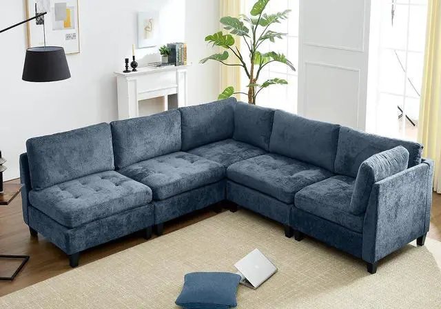 Main image of Modular Sectional Sofa, Chenille Cloud Couch with Storage Ottoman | Sturdy Wood Frame, Reinforced Coil Springs, Deep Seat, Thick Cushions, Flexible Configurations, Removable Washable Covers