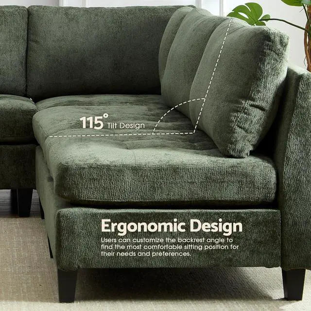 Alt view image 4 of 7 - Modular Sectional Sofa, Chenille Cloud Couch with Storage Ottoman | Sturdy Wood Frame, Reinforced Coil Springs, Deep Seat, Thick Cushions, Flexible Configurations, Removable Washable Covers