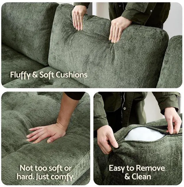 Alt view image 7 of 7 - Modular Sectional Sofa, Chenille Cloud Couch with Storage Ottoman | Sturdy Wood Frame, Reinforced Coil Springs, Deep Seat, Thick Cushions, Flexible Configurations, Removable Washable Covers