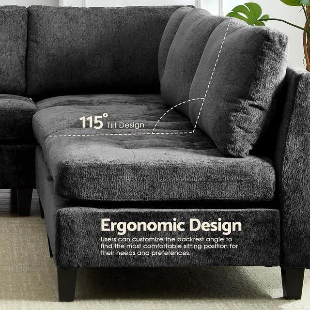 Alt view image 3 of 7 - Modular Sectional Sofa, Chenille Cloud Couch with Storage Ottoman | Sturdy Wood Frame, Reinforced Coil Springs, Deep Seat, Thick Cushions, Flexible Configurations, Removable Washable Covers