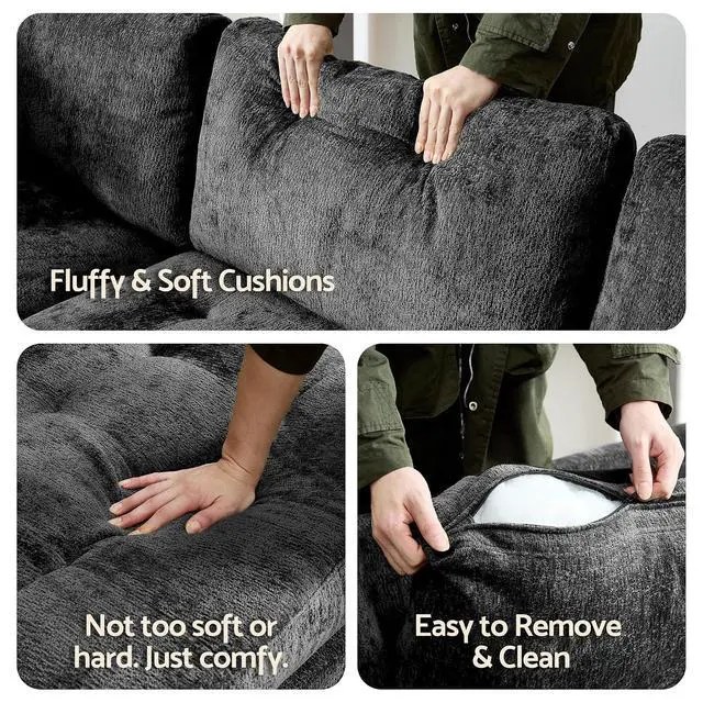 Alt view image 7 of 7 - Modular Sectional Sofa, Chenille Cloud Couch with Storage Ottoman | Sturdy Wood Frame, Reinforced Coil Springs, Deep Seat, Thick Cushions, Flexible Configurations, Removable Washable Covers