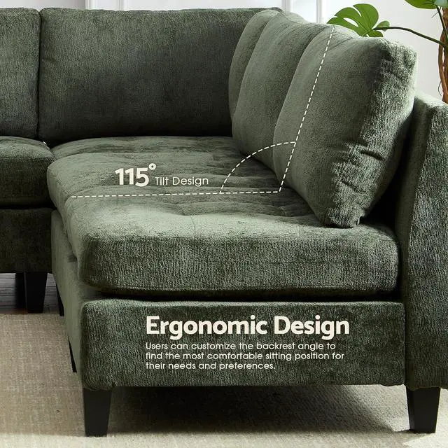 Alt view image 6 of 7 - Modular Sectional Sofa, Chenille Cloud Couch with Storage Ottoman | Sturdy Wood Frame, Reinforced Coil Springs, Deep Seat, Thick Cushions, Flexible Configurations, Removable Washable Covers