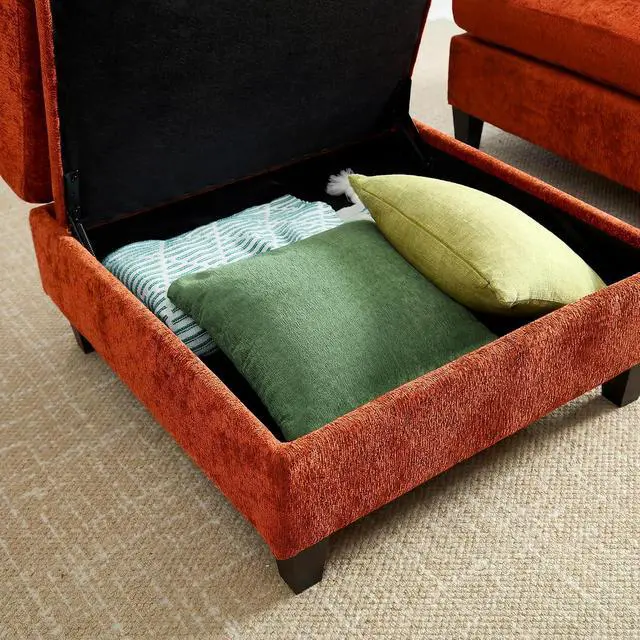 Alt view image 5 of 7 - Modular Sectional Sofa, Chenille Cloud Couch with Storage Ottoman | Sturdy Wood Frame, Reinforced Coil Springs, Deep Seat, Thick Cushions, Flexible Configurations, Removable Washable Covers