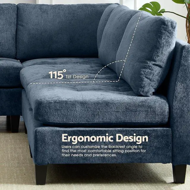 Alt view image 6 of 7 - Modular Sectional Sofa, Chenille Cloud Couch with Storage Ottoman | Sturdy Wood Frame, Reinforced Coil Springs, Deep Seat, Thick Cushions, Flexible Configurations, Removable Washable Covers