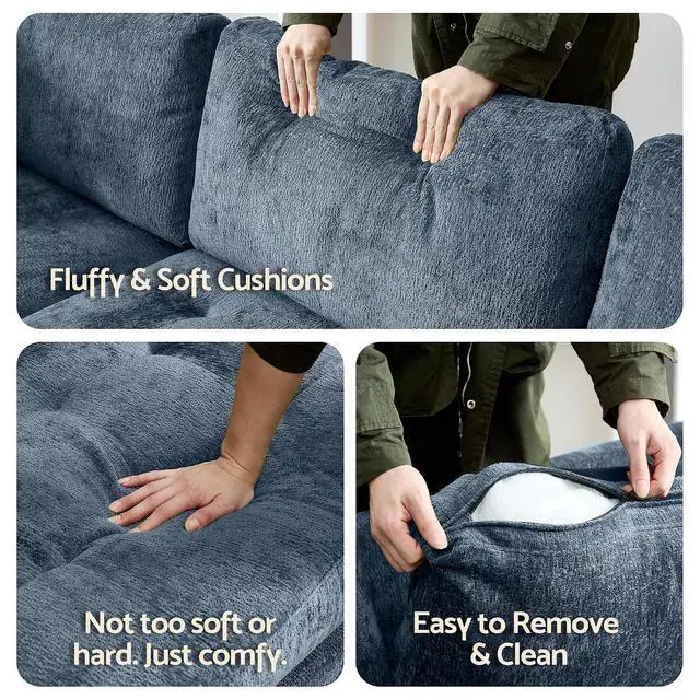 Alt view image 7 of 7 - Modular Sectional Sofa, Chenille Cloud Couch with Storage Ottoman | Sturdy Wood Frame, Reinforced Coil Springs, Deep Seat, Thick Cushions, Flexible Configurations, Removable Washable Covers