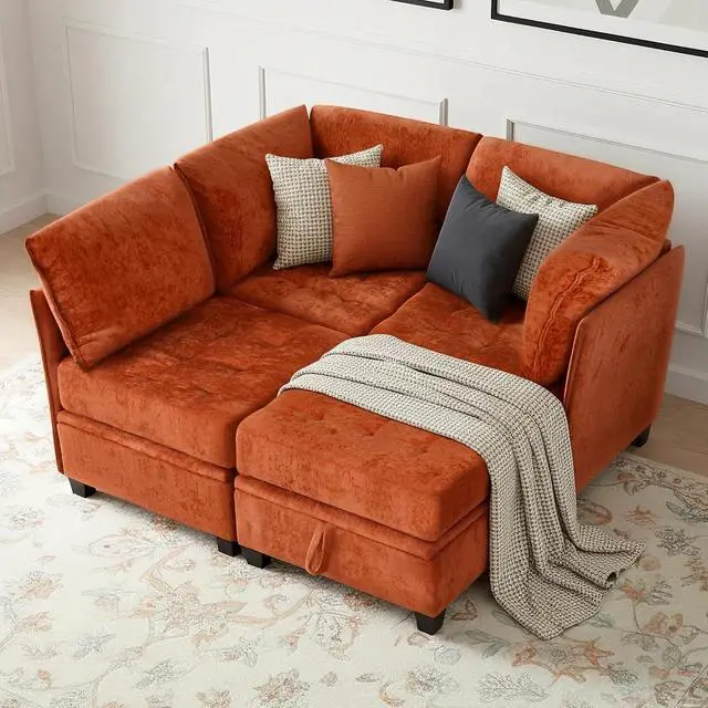 Alt view image 4 of 7 - Oversized Modular Sectional Sofa with Storage, Chenille Convertible Couch | Storage Under Every Seat, Soft Chenille Fabric, Modular Design, Convertible Layout, Extra Deep Seats