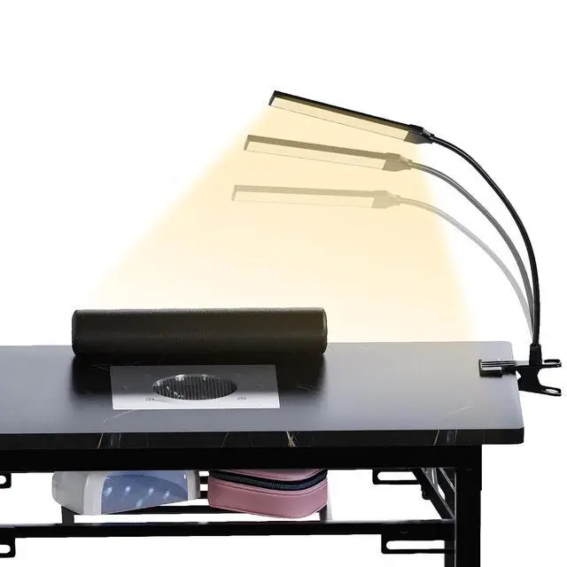 Alt view image 4 of 7 - Foldable Manicure Table with Dust Collector, Portable Nail Tech Desk with LED Lamp, Carrying Bag, Wheels and Wrist Rest for Home Salon Travel (Marble Black)
