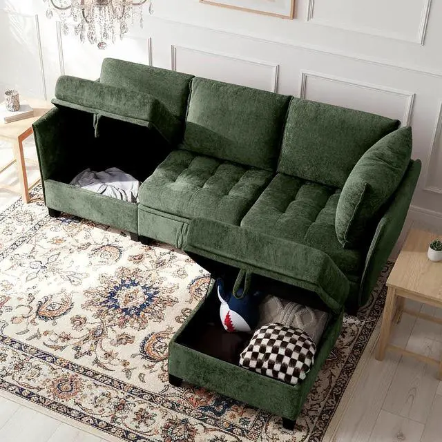 Alt view image 5 of 7 - Oversized Modular Sectional Sofa with Storage, Chenille Convertible Couch | Storage Under Every Seat, Soft Chenille Fabric, Modular Design, Convertible Layout, Extra Deep Seats