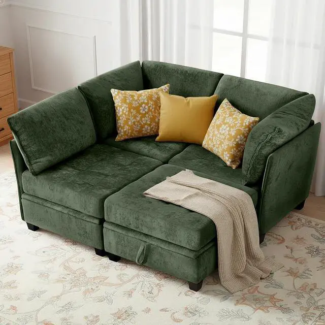 Alt view image 3 of 7 - Oversized Modular Sectional Sofa with Storage, Chenille Convertible Couch | Storage Under Every Seat, Soft Chenille Fabric, Modular Design, Convertible Layout, Extra Deep Seats