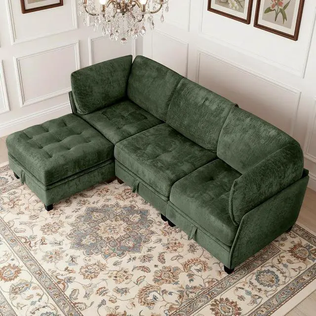 Alt view image 6 of 7 - Oversized Modular Sectional Sofa with Storage, Chenille Convertible Couch | Storage Under Every Seat, Soft Chenille Fabric, Modular Design, Convertible Layout, Extra Deep Seats