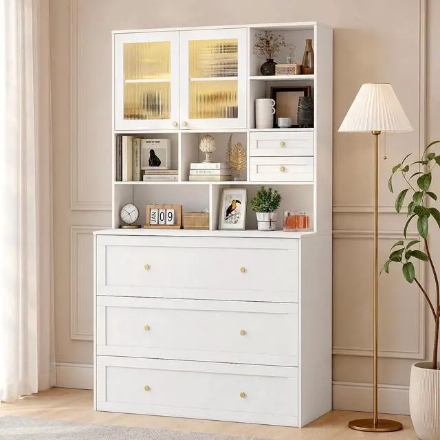 Alt view image 2 of 7 - Murphy Bed with Large Storage, LED Light, Charging Station (Queen) | Space Saving, Modern Design, Wall Mount Cabinet Bed for Guest Room, Bedroom, Home Office, Mattress Not Included