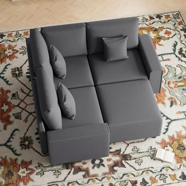 Main image of Oversized Modular Sectional Sofa, Corduroy Cloud Couch with Deep Seat | Flexible Configurations, High-Resilience Foam, Wide Armrests, Durable Frame Support, Removable Washable Covers, Easy Assembly