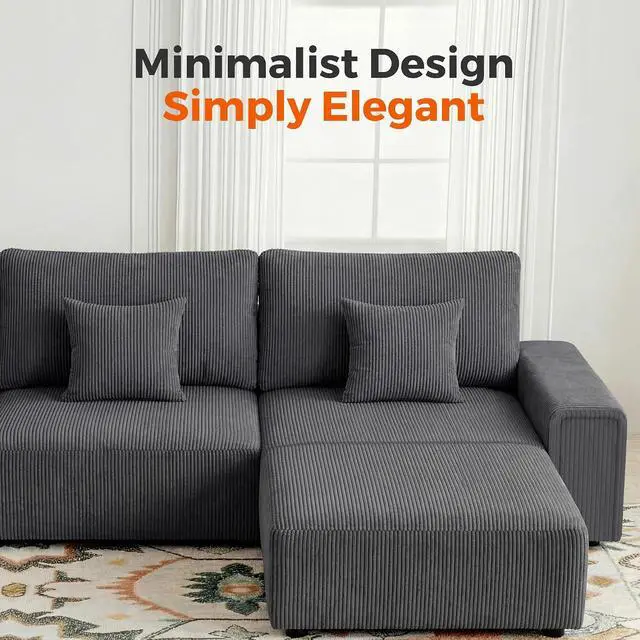 Alt view image 5 of 7 - Oversized Modular Sectional Sofa, Corduroy Cloud Couch with Deep Seat | Flexible Configurations, High-Resilience Foam, Wide Armrests, Durable Frame Support, Removable Washable Covers, Easy Assembly