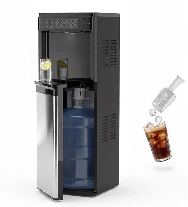 Main image of 3 in 1 Water Cooler Dispenser with Ice Maker, Bottom-Loading Hot and Cold Water Dispenser for Home Office, 33lbs/24H, 3 or 5 Gallon, Child Lock, Bullet Ice, White