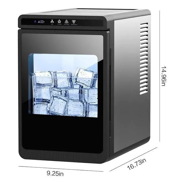 Alt view image 2 of 4 - Clear Ice Cube Maker Countertop, Makes 3 Large 1.6" Cubes in 25min, 26 lbs/24H Crystal Clear Ice, Adjustable Thickness, Self-Cleaning, 24H Timer for Whiskey, Cocktails & Home Bar