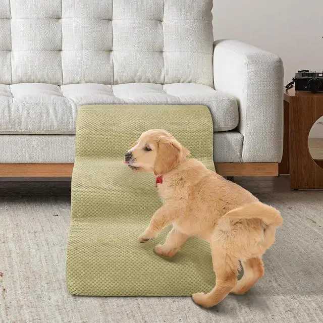 Alt view image 5 of 6 - Dog Stairs for Small Dogs - High Density Foam Pet Steps, Extra Wide Dog Ramp with Non-Slip Bottom for High Beds, Couch and Sofa, Best for Dogs Injured, Older Doggy Cats,3 Steps, Camel