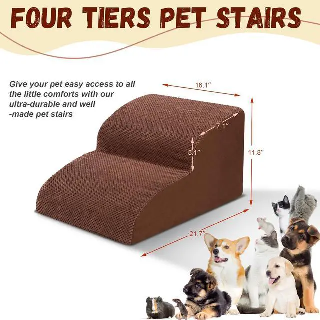 Alt view image 3 of 6 - Dog Stairs for Small Dogs - High Density Foam Pet Steps, Extra Wide Dog Ramp with Non-Slip Bottom for High Beds, Couch and Sofa, Best for Dogs Injured, Older Doggy Cats
