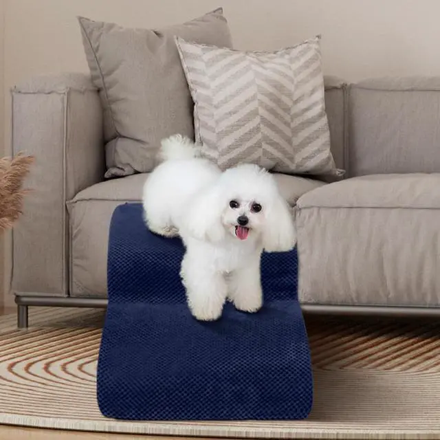 Alt view image 6 of 6 - Dog Stairs for Small Dogs - High Density Foam Pet Steps, Extra Wide Dog Ramp with Non-Slip Bottom for High Beds, Couch and Sofa, Best for Dogs Injured, Older Doggy Cats,2 Steps, Navy