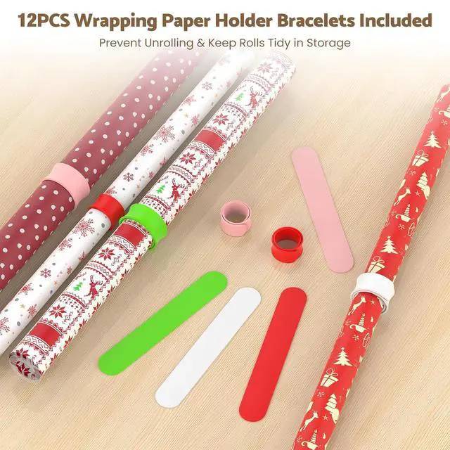 Alt view image 5 of 7 - Wrapping Paper Storage Cart with 12PCS Slap Bands, Rolling Gift Wrapping Station for Gift Bags and Ribbons, Gift Wrap Organizer with Drawer and Hooks(Black)
