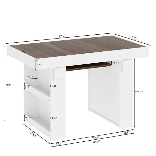 Alt view image 2 of 7 - Board Game Table w/ Removable Top & PU Leather Mat, 2-in-1 Dining and Gaming Table for 46 Players, w/ Storage Shelves, Cup Holders, and Corner Protectors, for Card Games, DND, Poker, Building Blocks