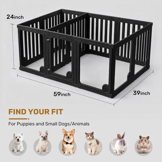 Alt view image 2 of 7 - Clear Acrylic Dog Playpen Panels with Door | Sturdy Dog Fence with Safety Locking Door Indoor & Outdoor, Easy Assemble Modular Enclosure for Puppies Cats Rabbits